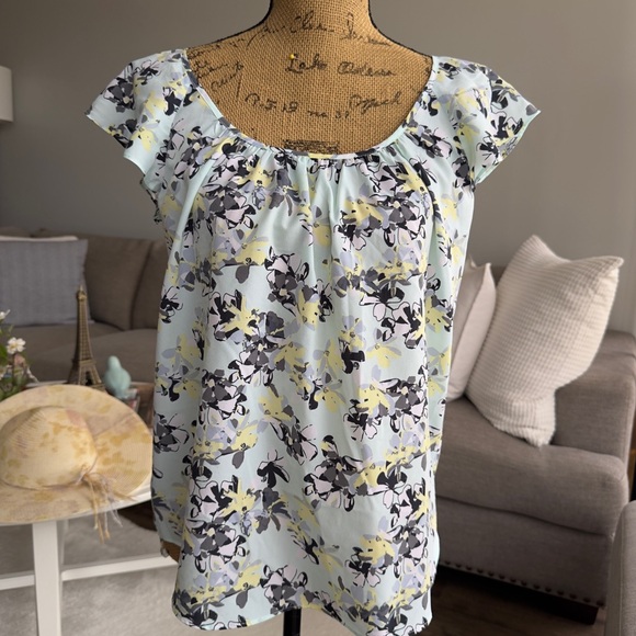 Banana Republic Tops - Banana Republic Floral Blouse - Light Blue and Yellow